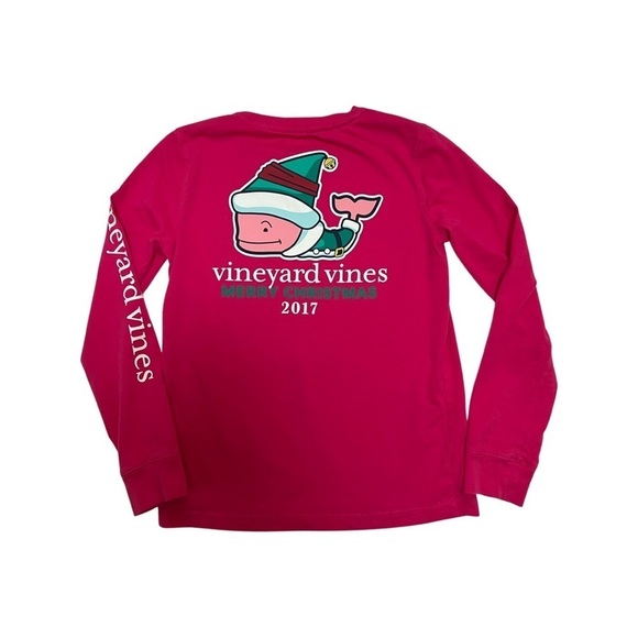 Vineyard Vines Holiday/Winter/Christmas Bright Pink Long Sleeve Whale TShirt M - Picture 3 of 8